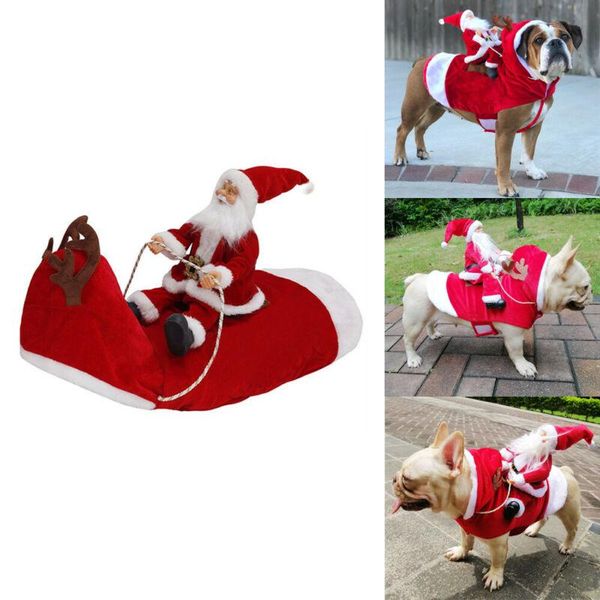 

cute dog puppy christmas santa warm costumes coat clothes pet apparel shirt