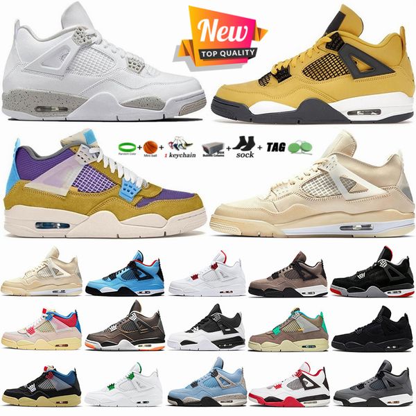 

air jorden jordan 4 basketball shoes aj4 retros jumpman 4s lightning fire red white oreo of paris taupe haze desert moss guava ice mens snea