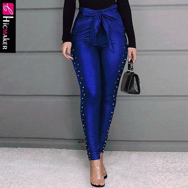 

women's pants & capris women high waist beaded bowknot skinny bodycon solid chic streetwear pencil, Black;white