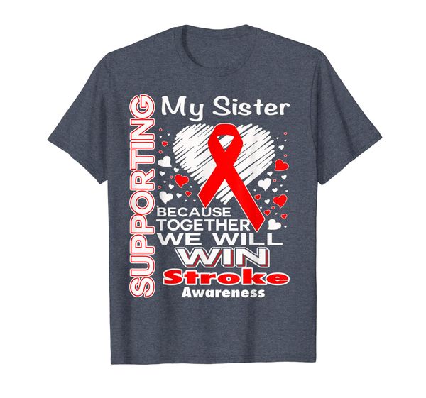 

supporting my sister - stroke awareness shirt, White;black
