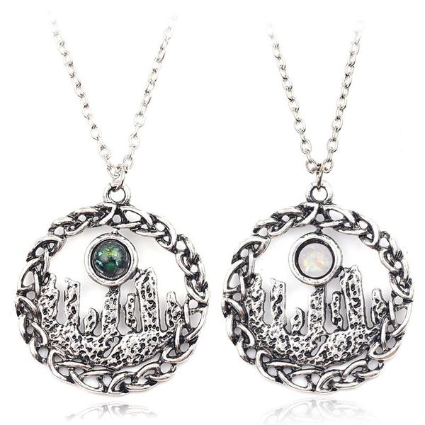 

pendant necklaces fashion outlander crystal necklace jewelry circle knot sassenach vintage silver color for men women couple gift