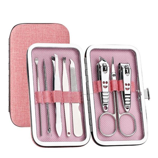 

nail art kits 8 pcs/set stainless carecutter cuticle clipper manicure pedicure kit case gift set trimmer toe clip