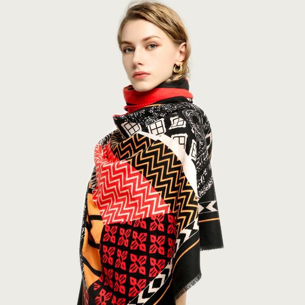 

spring geometric large shawl hijab women soft warm office wrap travel blanket stole [6783] scarves, Blue;gray