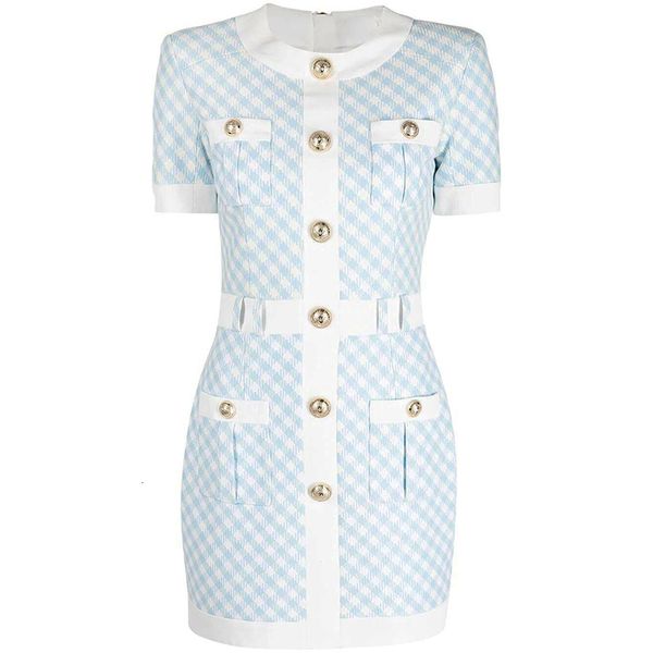 

casual dresses dressed tweed chess, autumn and winter design for women, short sleeve with buttons lion-colored block, fashion 1x7l, Black;gray