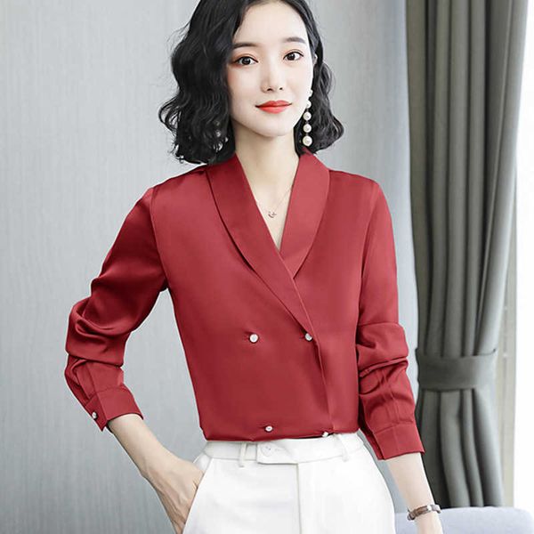 

korean silk women blouses long sleeve shirts woman sain blouse plus size blusas mujer de moda verano shirt 210531, White