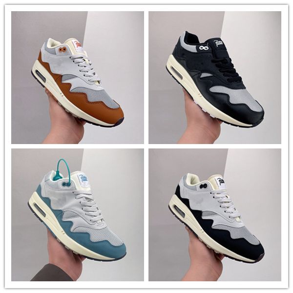 

tennis running shoes cushioned run snkrs 1s waves black grailify/aqua noise/monarch mesh stitching retro runner shoes mens streetwear trendy