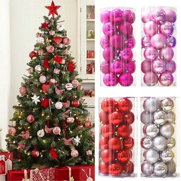 24 pcs 3cm 4cm bola de natal ornamentos enfeites de decorações de Natal pendurado bolas de bauble para férias decoração de festa de casamento