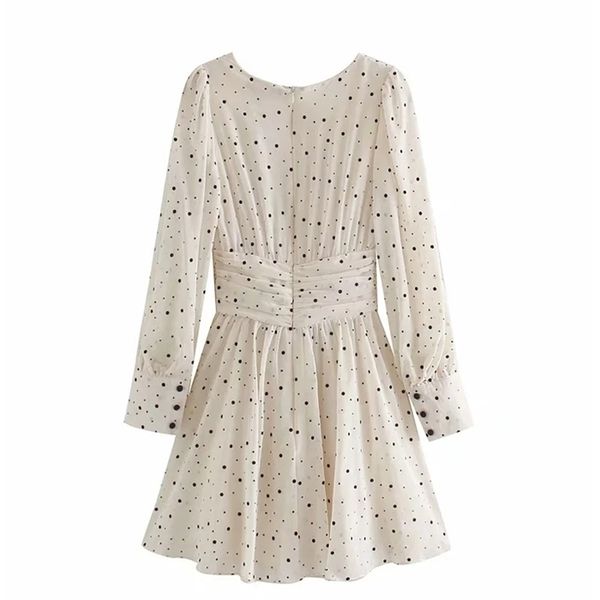 

za dress woman polka dot mini dress long sleeve v-neckline zip fastening white womens dresses for summer, Black;gray