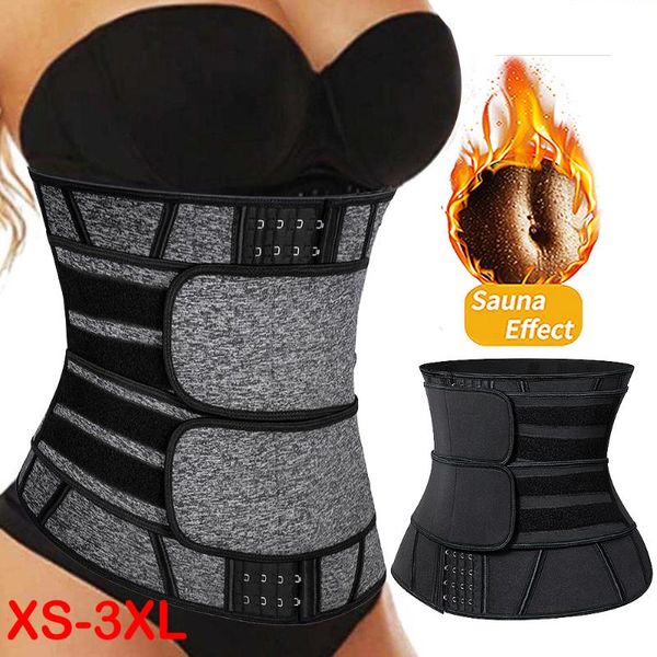 

women's shapers xs-3xl women workout waist trainer corset double straps neoprene sweat body shaper weight loss fitness faja shapewear s, Black;white