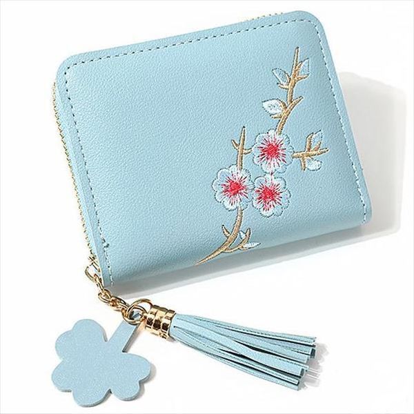 

fashion small female purses short coin purse pocket embroidery tassels women wallet bag cards id holder good quality moneybags, Red;black