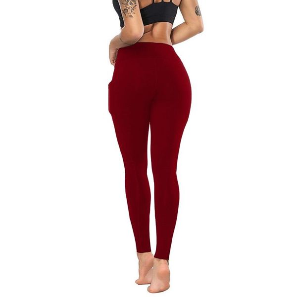 

women's leggings women workout with pocket sport fitness running high waist bodybuilding pants leggins, Black