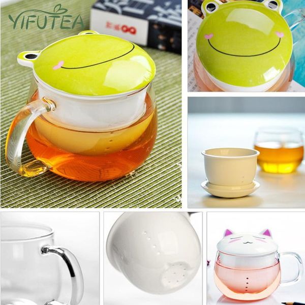 

wine glasses cartoon glass flower tea cup with liner and lid household kitchen supplies office portable water 300ml