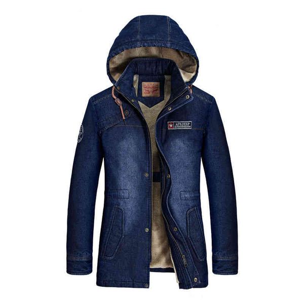 

2021 New Fashion Men's Coat Dachable Hat Winter Denim Fce Lining Warm et, Black