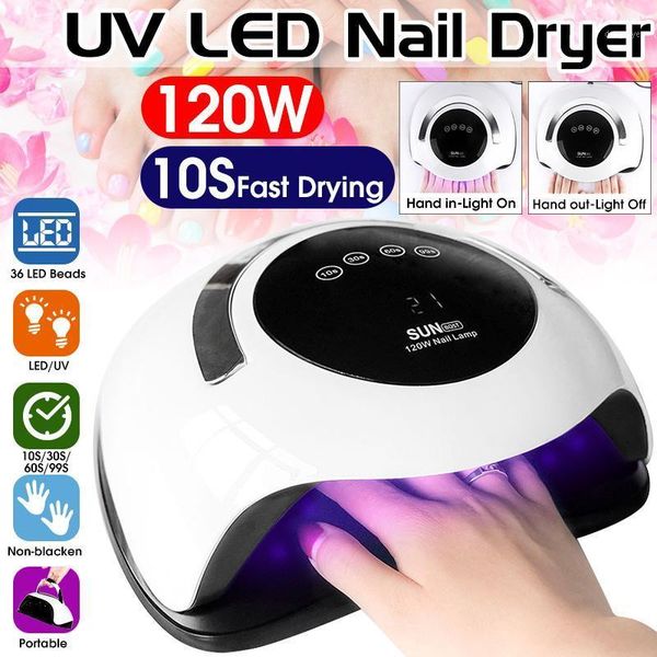 

nail dryers 120w led/uv dryer gel polish curing lamp quick-druing auto sensing manicure machine tools with handle1