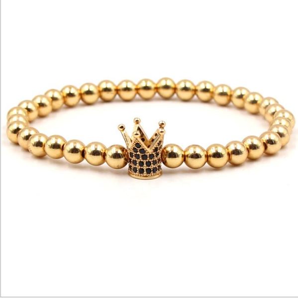 

charm bracelets micro pave cz zircon adjustable gold-color crown bracelet braiding macrame for men pulseras hombre, Golden;silver