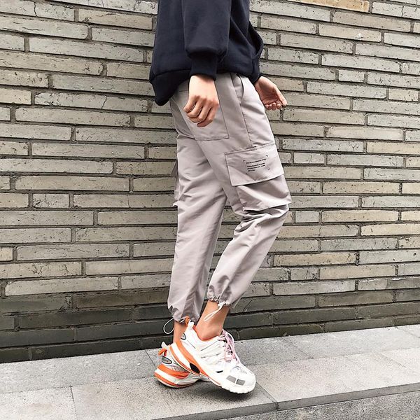 

spring pants men fashion solid color casual nine points street trend wild hip hop loose joggers sweatpants m-2xl men's, Black
