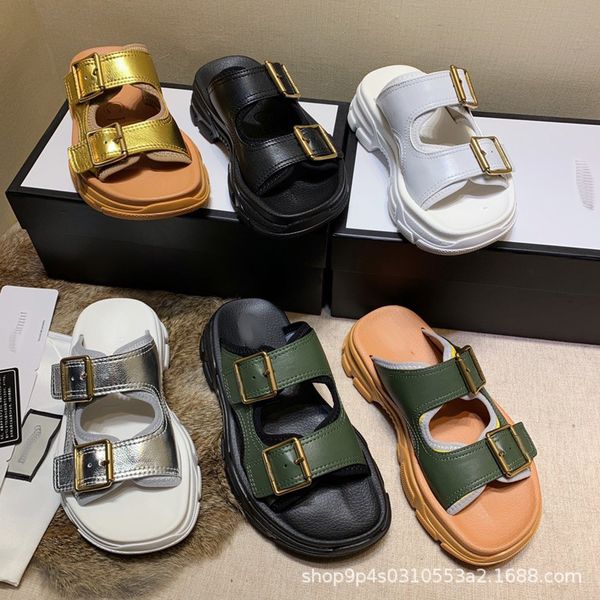 

2021 new women summer fashion net red tide open toe one line sandals for zlh, Black