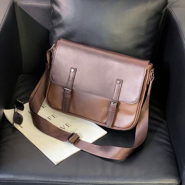 

outlet mens shoulder bag retro crazy horse leather backpack outdoor sports leisure imitation old men handbag horizontal solid color fashion