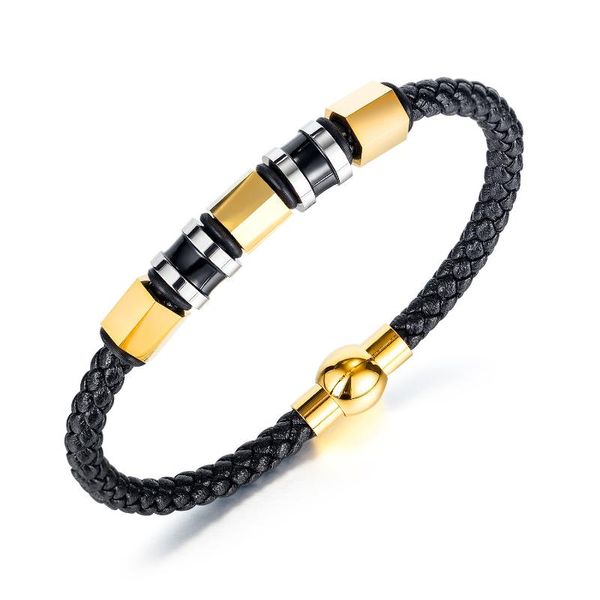 

tennis fashion woven leather rope bracelet for male students, Golden;silver