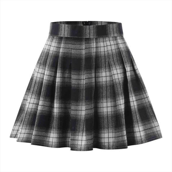 

mini short summer womens skirt high waist pleated harajuku zipper girls black plaid