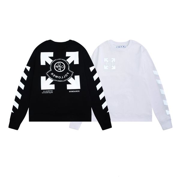

winter and 2021 new autumn off joint name mask limited 3m reflective arrow print men's women's round neck sweater, Black