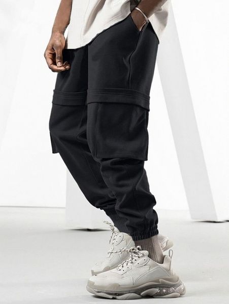 

men flap pocket side sweatpants v5rk#, Black