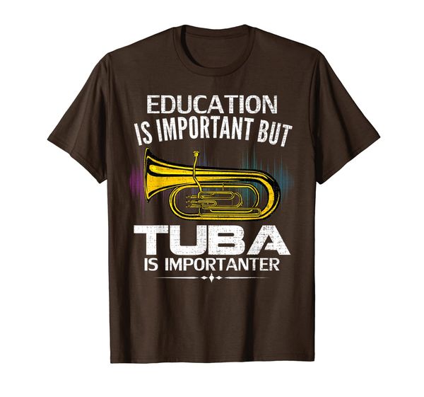 

retro education is important but tuba is importanter funny t-shirt, White;black