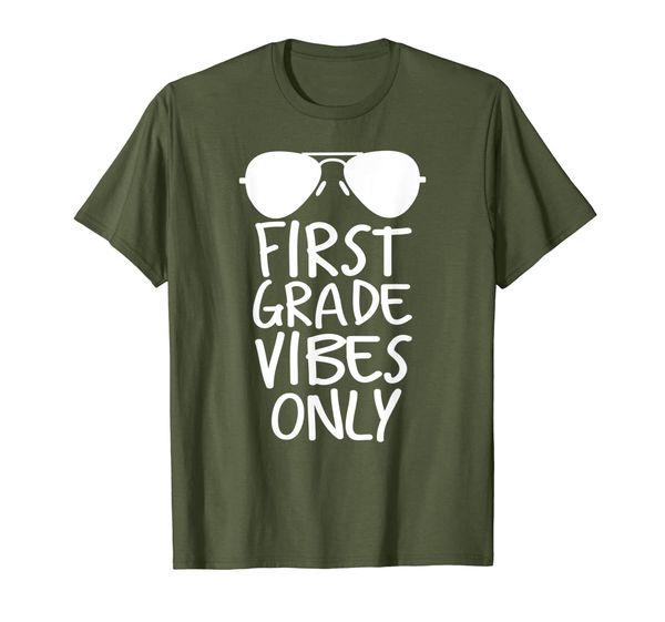 

first grade vibes only back to school t-shirt, White;black