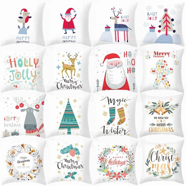 

pillow case christmas cushion cover 45*45cm pillowcase cute xmas tree santa elk polyester for year party home sofa decoration