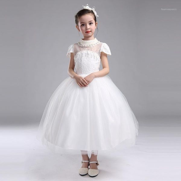 

girl's dresses long girls dress for wedding white pearl mesh flower girl vestido 2021 clothes 3 4 6 8 10 12 14 years old 1740391, Red;yellow