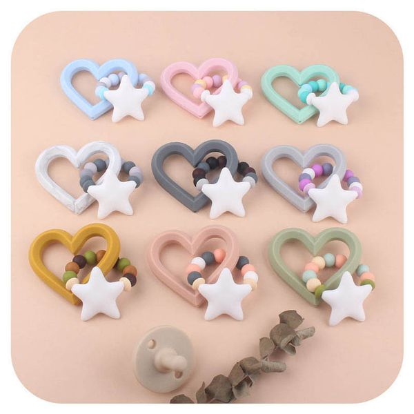 

baby pacifiers silicone teething beads teether newborn teeth practice toys food grade soother infant feeding kids chew toy love b8145
