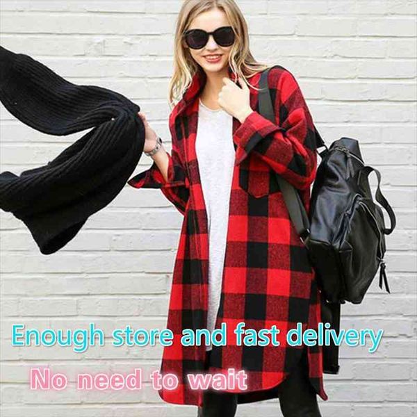

autumn arrival long flannel plaid shirt women plus size button up shirts long sleeve casual loose cotton blouse, White