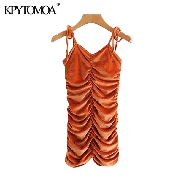 

women fashion pleated velvet mini dress vintage backless bow tied straps female dresses vestidos mujer 210420, Black;gray