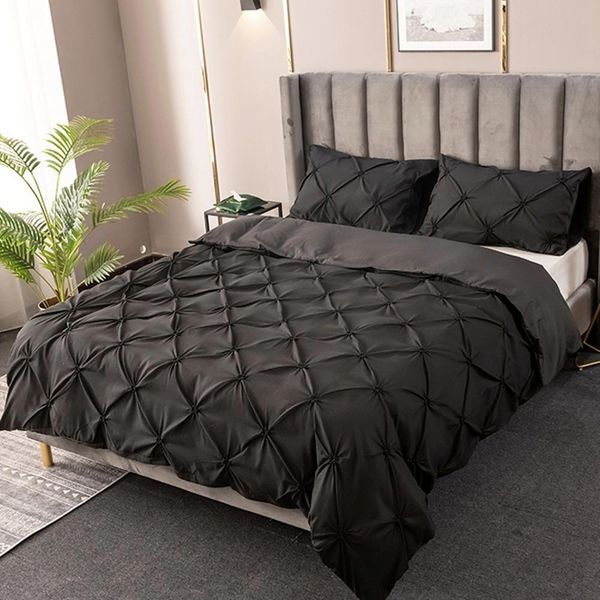 

bedding sets solid color duvet cover with pillowcase single double king size home textile set quilt men women bed linen sheet sgct