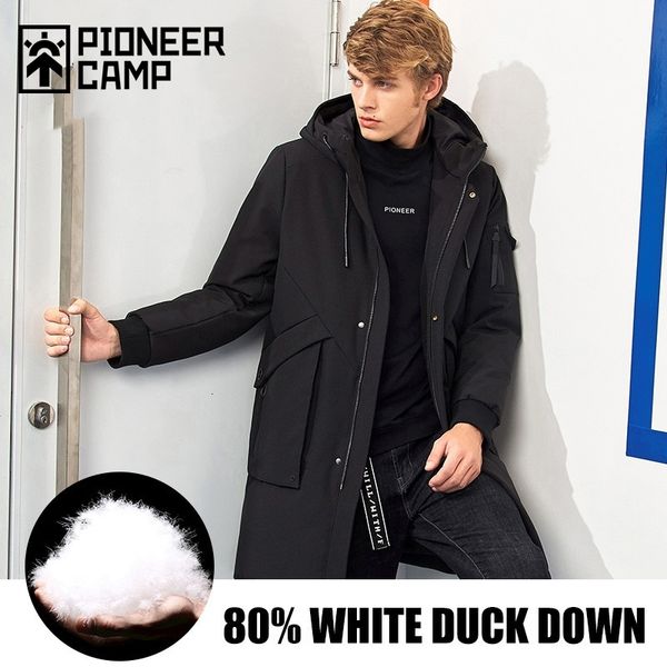 

pioneer camp waterproof thick winter men down jacket brand-clothing hooded warm duck coat male puffer cyr007500, Black