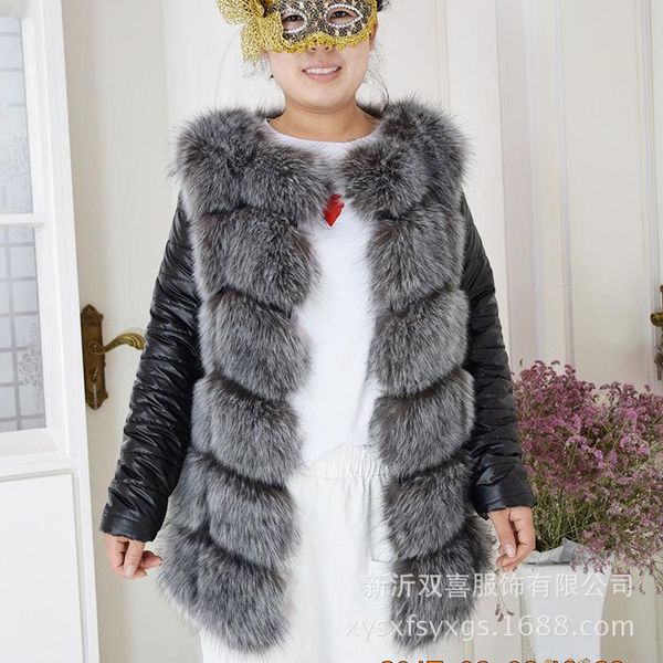 

women's fur & faux coat artificial mid-length jackets for the winter luxury 4xl plus size street style splicing high quantity, Black