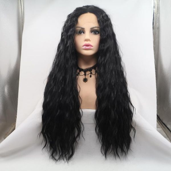 

synthetic wigs baicheng long loose wave for black women lace front wig with baby hair glueless heat resistant fiber daily