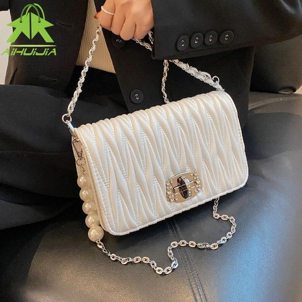 

evening bags pu leather solid color women shoulder fashion small flap messenger bag 2021 the chain handbag bolsa female