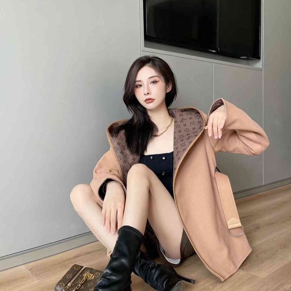 

designerwool coat medium length hoodiebalencaiga, Black
