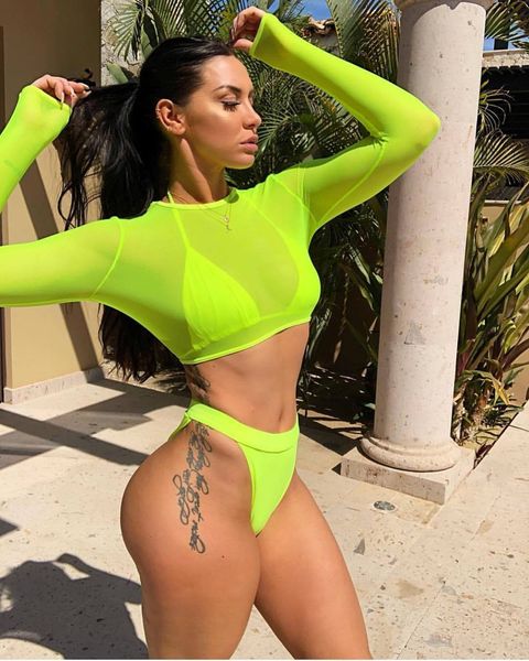 

sunscreen long 2021 bikini split new sleeve swimsuit women, White;black