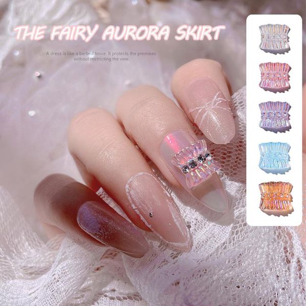 

nail art decorations tszs 5pcs/lot japanese style colorful plastic skirt lovely jewelry bow 3d decoration for girl, Silver;gold