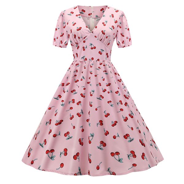 

2021 new summer fashion fashion womens short sleeve vintage dress swing ladies dresses print dress, White;black