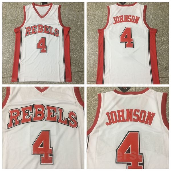 

ncaa unlv rebels college#4 larry johnson jersey men basketball university white away color breathable for sport fans pure cotton shirt excel, Black