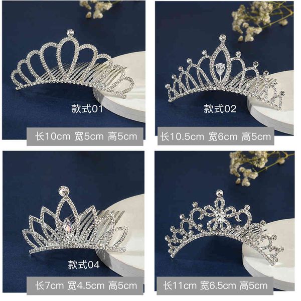 

hair jewelry curly with comb accessories lovely little princess zircon headdress diy fashion bride crown, Golden;white