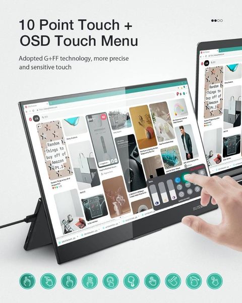 

monitors 14 inch touchable uhd 4k type c portable computer monitor gaming display screen for smartphone tablet lapgame consoles