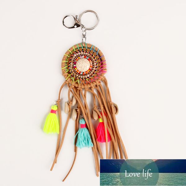 

weave beaded dream catcher tassel keychains colorful bohemia shell pendants for women handbag jewelry pompons keyring factory price expert d, Silver