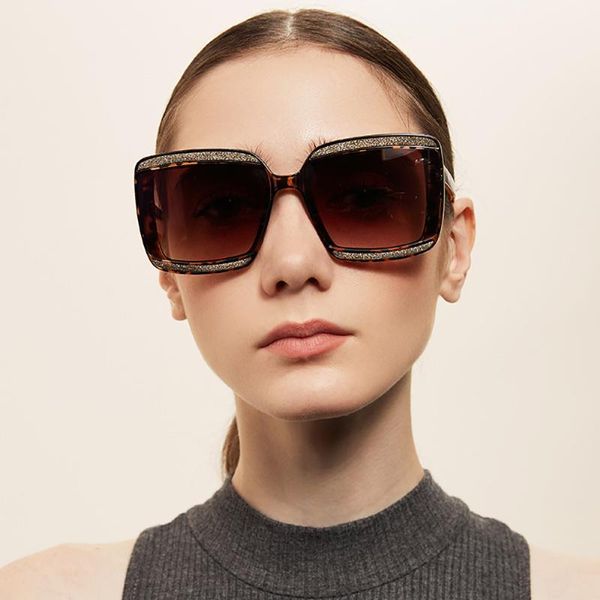 

sunglasses leixi glitter big square for women 5colors trendy large size sun glasses box packing lx069, White;black