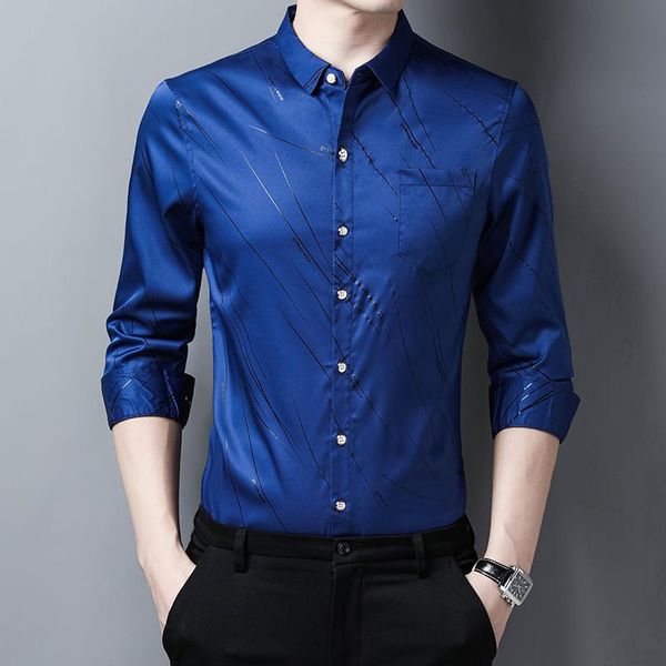 

men's casual shirts business striped for autumn long sleeve slim fit formal dress social party tuxedo blouse men clothing, White;black