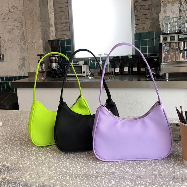

waist bags fashion candy color ladies armpit bag retro nylon female hobos handbag vintage design women baguette shoulder clutch purse