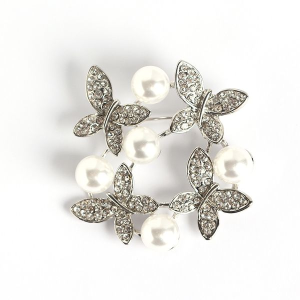 Spilla di perle di fiori di lusso di moda Donna Uomo Farfalla Fiori Abito Pin Accessori Gioielli Spilla regalo